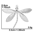 Detailed size specifications for a stainless steel dragonfly pendant 3.5cm by 2.8cm - Silver Color Pendant