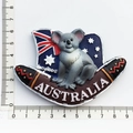 Detailed size view of Australia souvenir fridge magnet featuring a koala on a boomerang - Koala Flag Boomerang