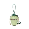 Sac seau fraise vert clair avec rivets perles et bandoulière chaîne dorée pour femme - Style Perle / Vert