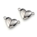 Cierres magnéticos pulidos en forma de corazón para collares y pulseras DIY - Grande 16*11mm / Plateado