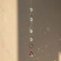 Silver galaxy suncatcher with crystal beads, moon, stars and large teardrop prism - Style 5 (43cm, 30g)