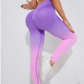 Purple and pink gradient high waist seamless fitness leggings with lifting effect - S / Purple Pink