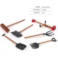Miniature farm tool set with tiny broom, rake, and red lawn mower for dollhouse decor - Mini Farm Tool Set