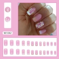 Uñas postizas con degradado francés patrones de margaritas blancas y purpurina - Girasoles (W1042)