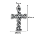 Macro detail of silver cross pendant with twisted texture and dimension markings - Woven Texture Cross