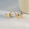 Elegant gold hollow butterfly stud earrings with intricate wing texture for women - Single Layer Hollow Style / Gold
