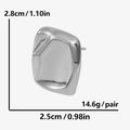 Detailed size specifications for irregular silver stainless steel geometric earrings - One Pair / Silver