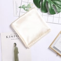 Elegant cream satin square scarf 90cm with smooth silk texture for elegant hair styling - Beige