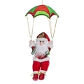 Decorazione natalizia sospesa Babbo Natale con paracadute e paillettes per soffitto - Piccolo (45cm) / Babbo Natale Paracadute con Paillettes e Perline d'Oro