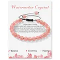 6mm watermelon crystal beaded bracelet with adjustable black woven cord for women and men - Watermelon Quartz