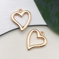 Set of two rose gold hollow heart-shaped pendants with hanging rings for jewelry DIY - Simple Hollow Heart