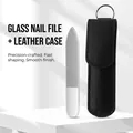 Portable nano glass nail file with elegant black leather case and metal keychain - Black Leather Case + Pointed Head Glass File
