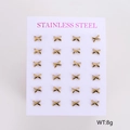 Set mit 12 Paar goldenen Edelstahl-Ohrsteckern in X-Form auf einer Präsentationskarte - X-Form Kreuz Stil(AML033224) / 12 Paare Set