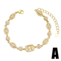Elegante vergulde armband met zirkonia steentjes en verstelbaar hartvormig hangertje - Stijl A-Olijfbloem Geometrisch / Goud