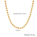 Collana con sfere in acciaio inossidabile dorato da 6mm e lunghezza regolabile - Collana di Perline Medie Oro (Perline da 0.6cm)