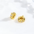 Macro shot of gold-plated spacer beads with micro-paved cubic zirconia for DIY jewelry - Gold (DMK861G)