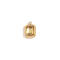 18K gold plated stainless steel square pendant with champagne yellow gemstone - November (Champagne) / Gold