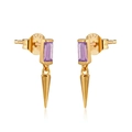 Détail du poinçon s925 sur la boucle d'oreille cône dorée avec zircon violet - Violet