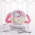 Cute tie-dye plush unicorn crossbody bag with adjustable pink shoulder strap for girls - Colorful