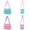 Green and pink mesh beach toy bags for kids with adjustable shoulder straps - Pink/Green Shoulder Mesh Bag + Mesh Bucket 4-Piece Set