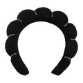 Black sponge headband with gold rhinestone embellishments for women face washing - Single Headband (Terry Cloth) / Black with Stone