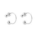 Silver-finish spherical C-shaped ear cuffs with a minimalist punk-style open design - Silver