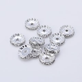 Silver plated rondelle spacer beads with white crystals for DIY jewelry making - 6mm / Silver + White Rhinestone