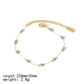 Gold-plated stainless steel anklet with turquoise beads on a clean white background - Gold - Turquoise Style Anklet (TA8021)