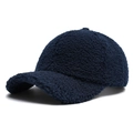 Gorra de béisbol de forro polar azul marino para invierno con textura de lana suave - Ajustable / Azul marino