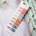 Glitter resin snap hair clips in pink, gold and blue on white card display - Bright Glitter Water Drop Hair Clips 6Pcs Set (R2)