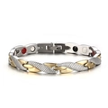 Two-tone stainless steel dragon scale magnetic therapy bracelet with gold and silver links - Gold and Silver Two-tone