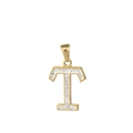 Collier en acier inoxydable doré avec pendentif lettre T serti de cristaux brillants - Lettre T