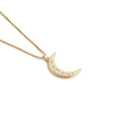 Collana minimalista placcata in oro con ciondolo a forma di mezzaluna e zircone su bianco - Oro-Luna