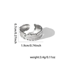 Detailed size chart showing silver feather ring dimensions and 3.4g weight specification - Feather Design Style (TYR0294)