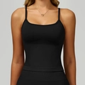 Seamless colorblock yoga tank in black with compression ribbed texture for fitness - S / Tops / Premium Black