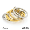 Multi-layer linked rings in gold and silver finish with pavé set crystals and 3mm band - US 6 / 4-Band Inlaid Mixed Gold Silver (KR113340-Z)