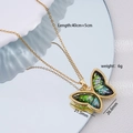 Collana con farfalla placcata in oro 18 carati con intarsio verde sfumato e diamante - Verde Scuro Sfumato