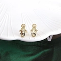 Vintage golden Virgin Mary earrings with micro-inlaid zircon in retro style - Delicate Mary Style (E10801-12)