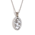 Silver Tarot The Moon necklace with oval pendant and mother-of-pearl inlay details - Oval Tarot - Moon & Star / Steel