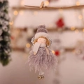 Angelo di Natale in peluche grigio con ali d'argento e un piccolo campanello di metallo - Pendaglio Ragazza Vestito Grigio / Grigio