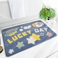Tappetino da bagno rettangolare blu assorbente con razzi gialli e stelle di cartone - 40*60cm / Piccola Fortuna