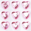 Pink heart-shaped acrylic diamond stickers with faceted design for DIY Valentine's crafts - 18mm / Pink