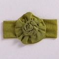 Olive green elastic infant headband featuring a soft large handmade fabric flower - Olive Green