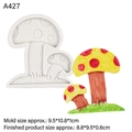 Moule en silicone champignon de dessin animé pour décoration de gâteau et chocolat - Style 6 Deux Grands Champignons / Gris
