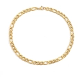 Collana a catena Figaro dorata classica per uomo e donna con chiusura a moschettone lucida - 42cm / 8mm / Oro