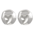 Detail of silver irregular organic spherical earrings with modern metallic texture - Steel Color Flat Round (11312)