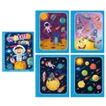 Reusable space themed magic water coloring book for kids with astronaut and rocket patterns - Single-coil Thick Space-age Style (includes Pen + Opp Bag)