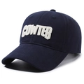 Marineblaue Baumwoll-Baseballkappe mit weißer COWTER 3D-Stickerei und Verstellriemen - Verstellbar / Marineblau