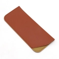 Brown faux leather sunglasses pouch with diagonal opening and soft khaki lining - Brown