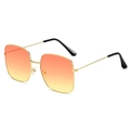 Retro oversized square sunglasses with gold metal frame and yellow gradient lenses - Gold Frame Orange Yellow Gradient Lens